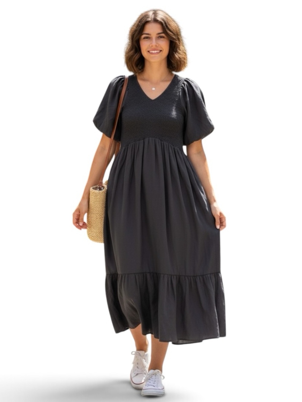 Black Maxi Dress with Puff Sleeves
Elastic top for a tight fit
Small